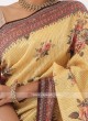 Organza Yellow Saree With Sequins Work